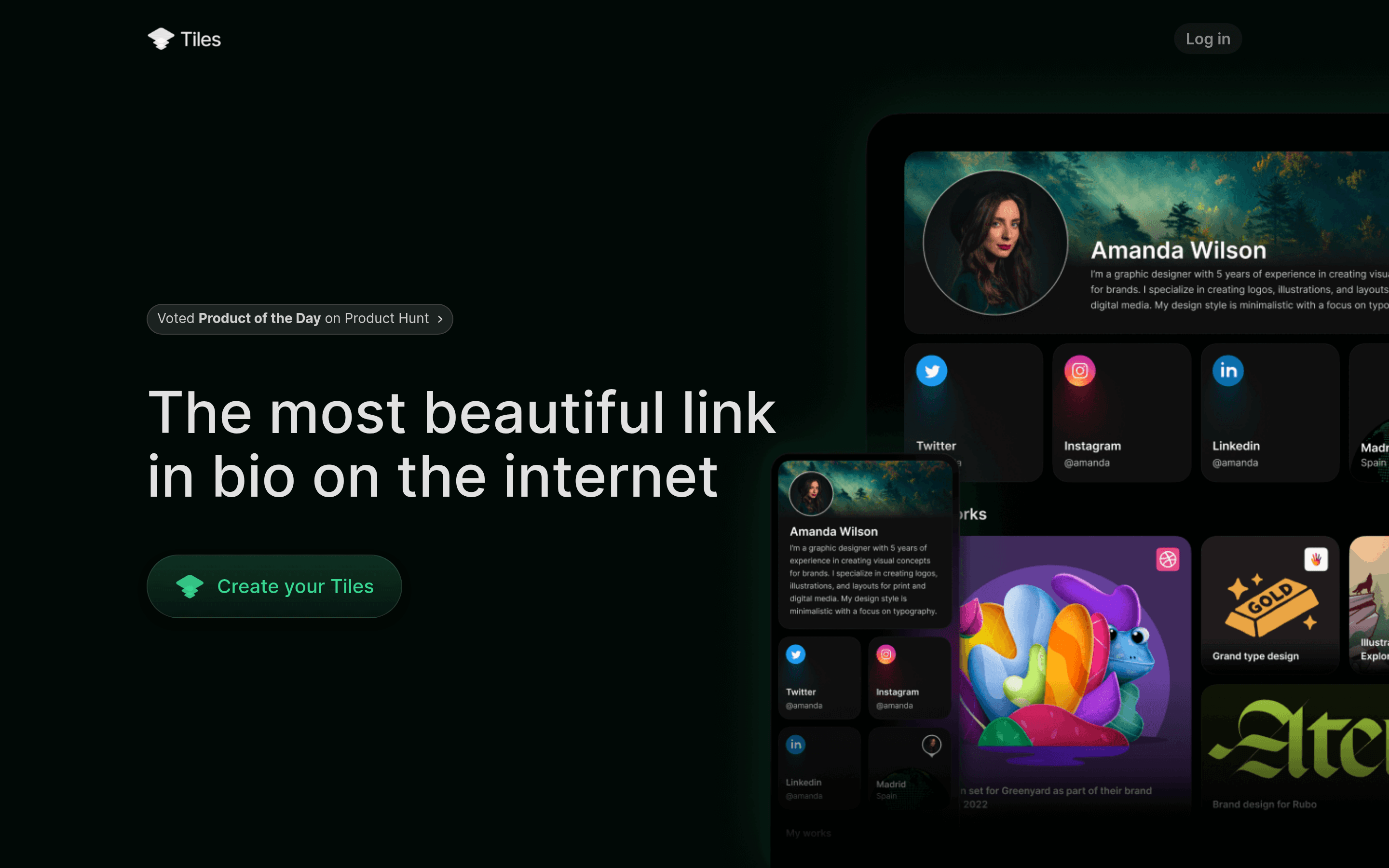 Tiles saas landing page screenshot