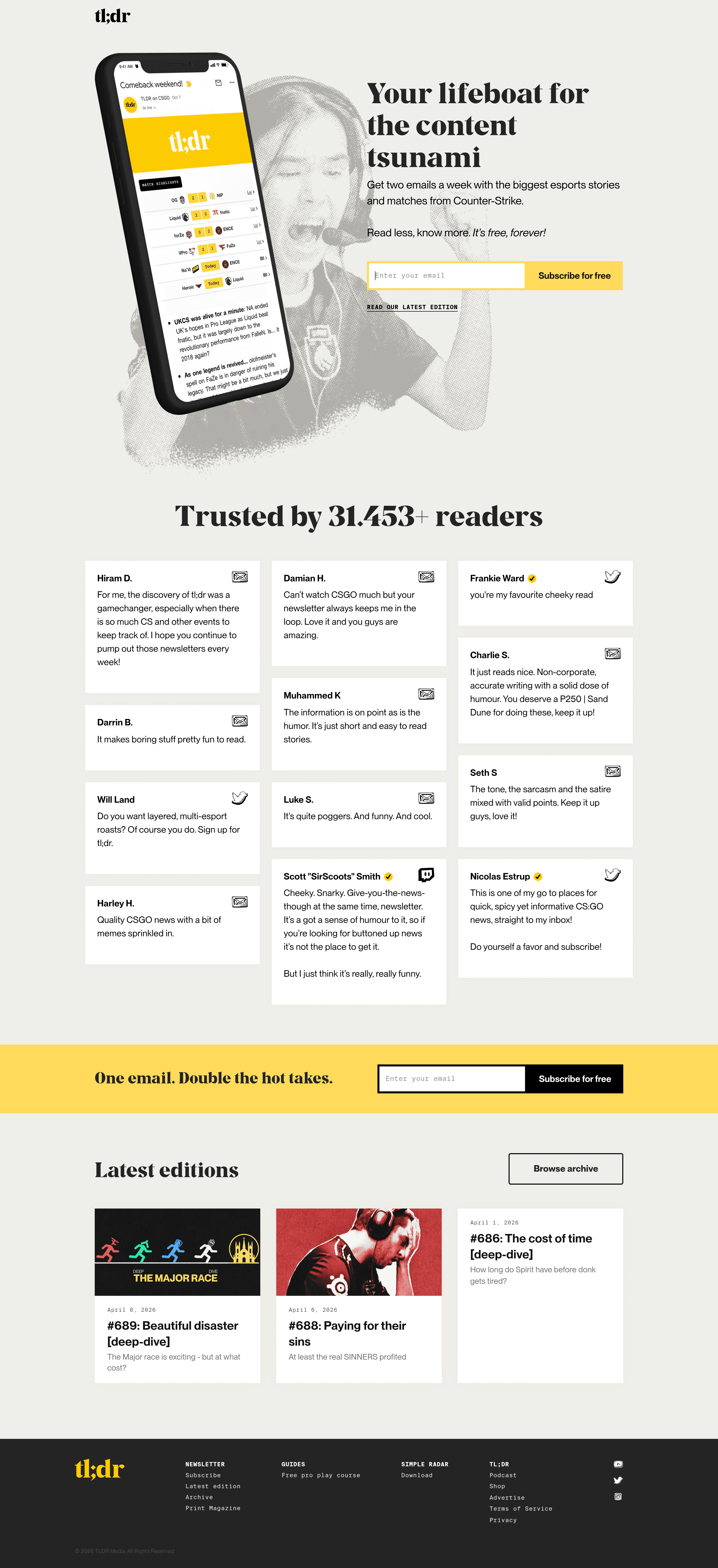tl;dr saas landing page screenshot