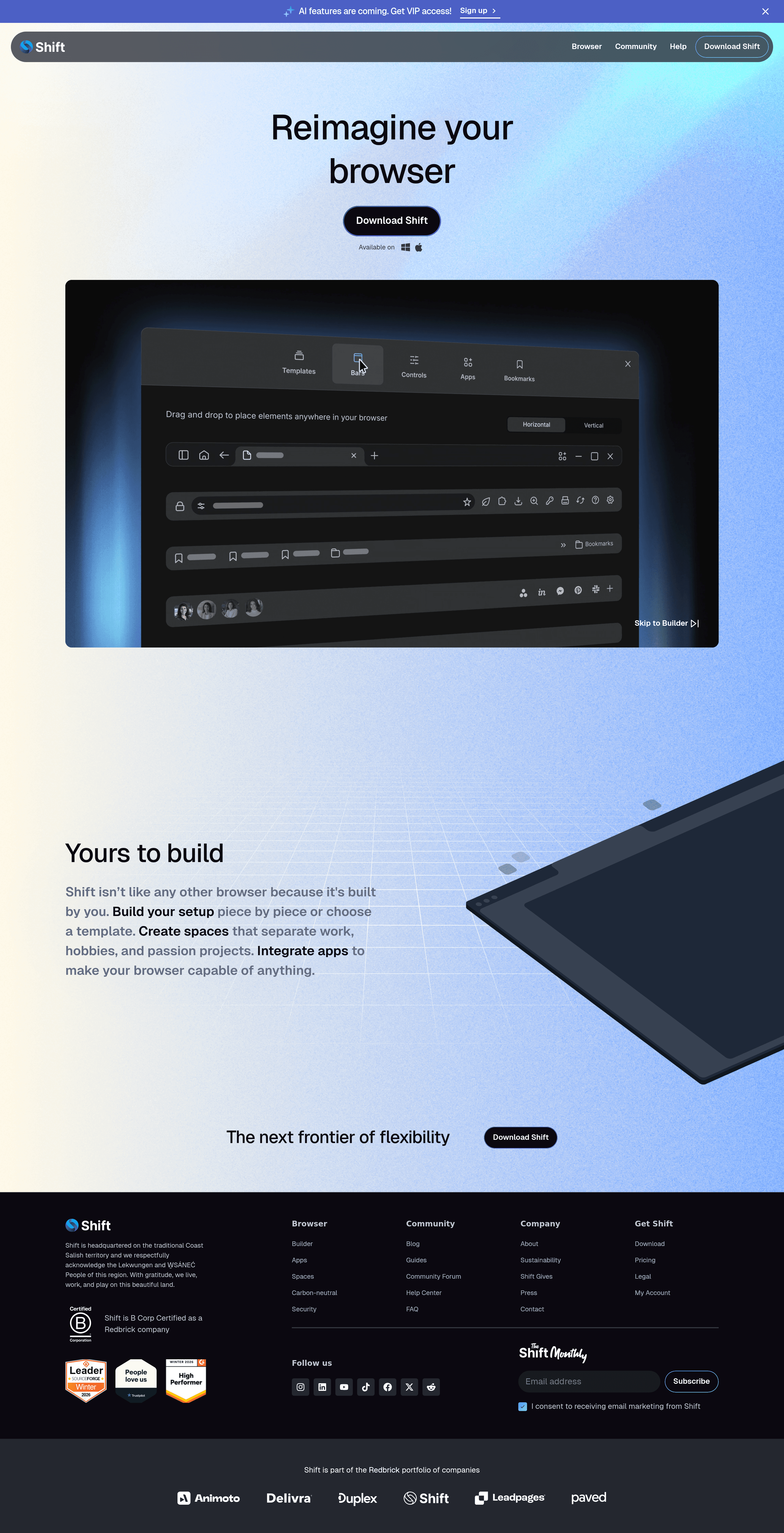 Tryshift saas landing page screenshot