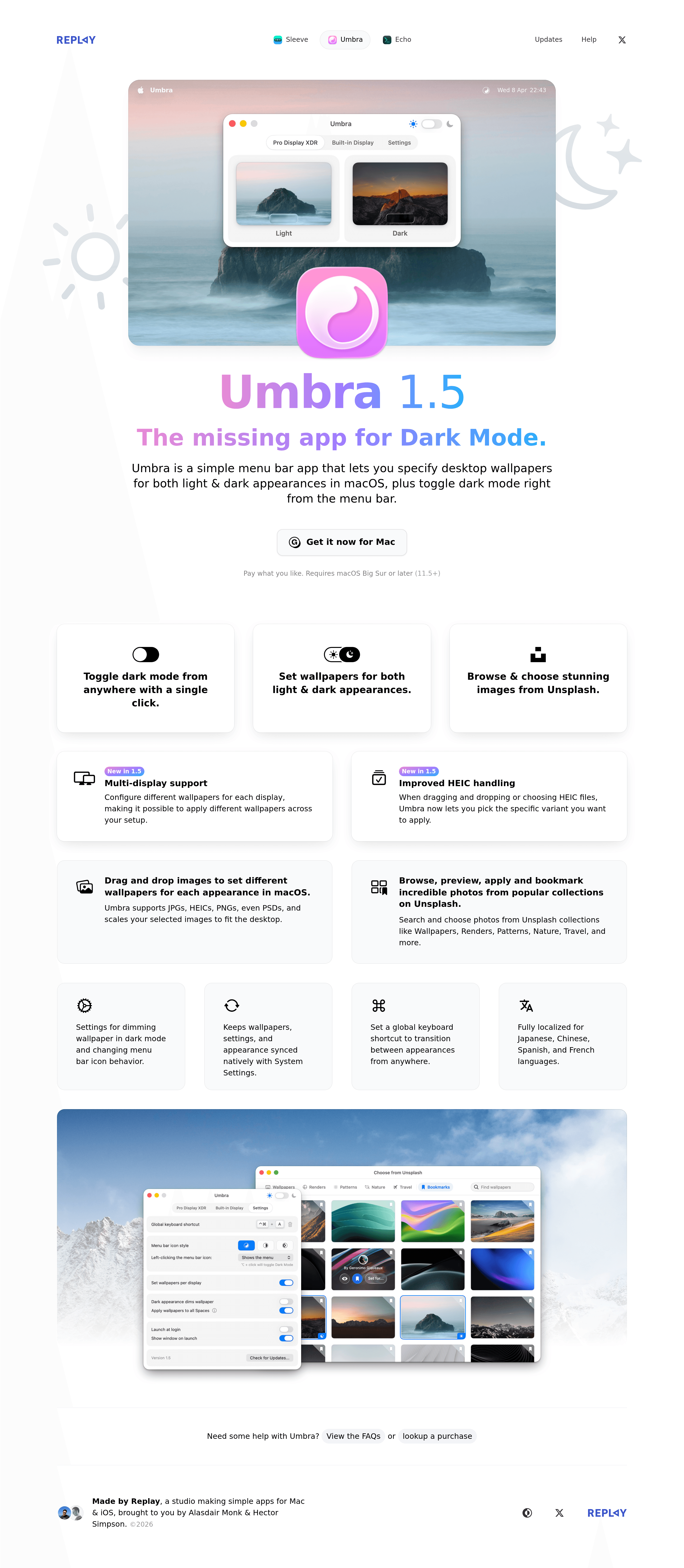 Umbra saas landing page screenshot