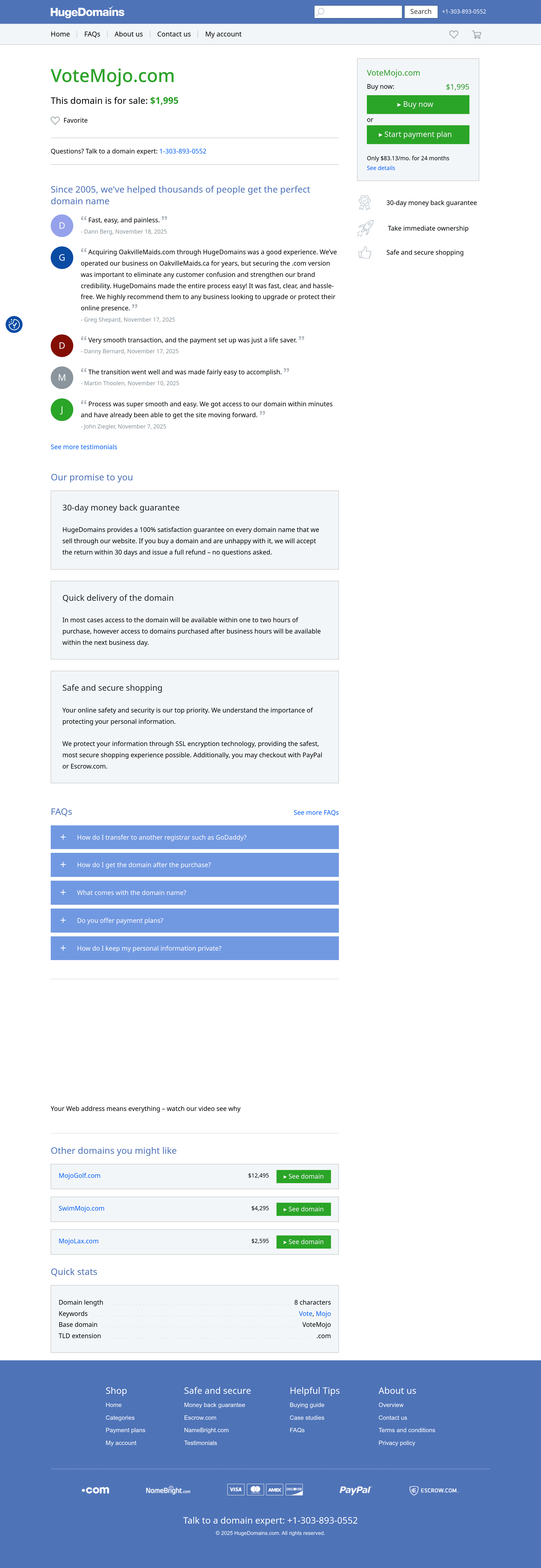 Votemojo saas landing page screenshot