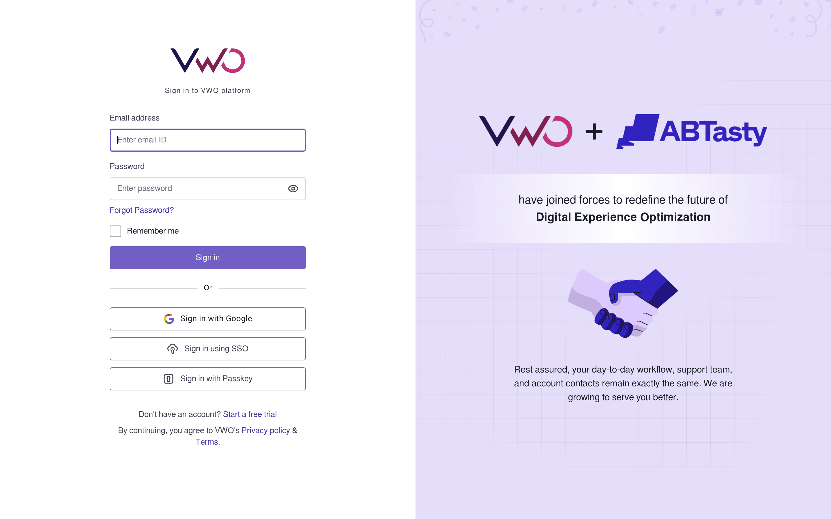 Vwo saas landing page screenshot